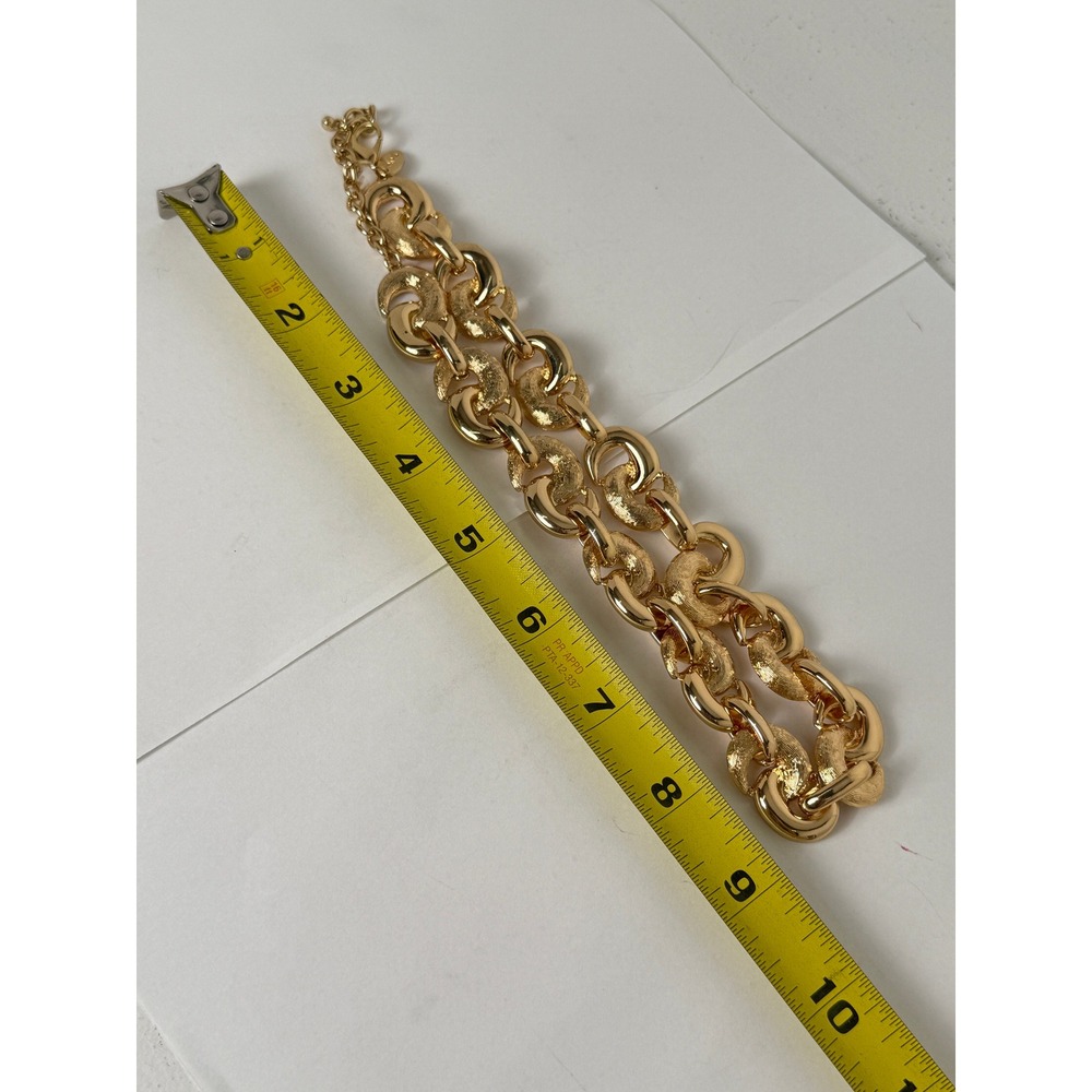 Mango MNG Gold Tone Chunky Crescent Link Statement Necklace Adjustable 18-20 In - Picture 5 of 5